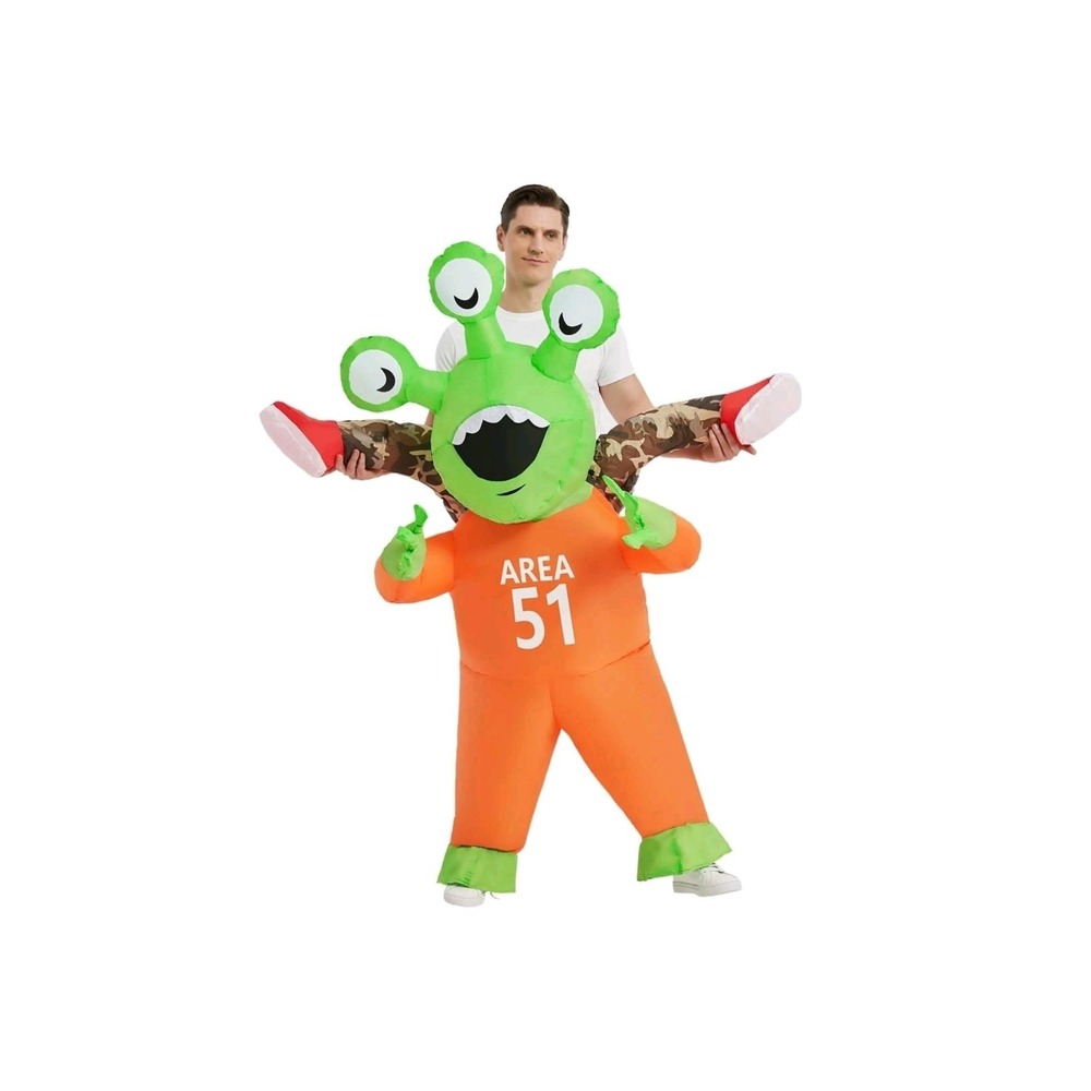 COMIN Halloween Inflatable Ride On Alien 72"（Fit for height 5.5-6.2FT）, Green